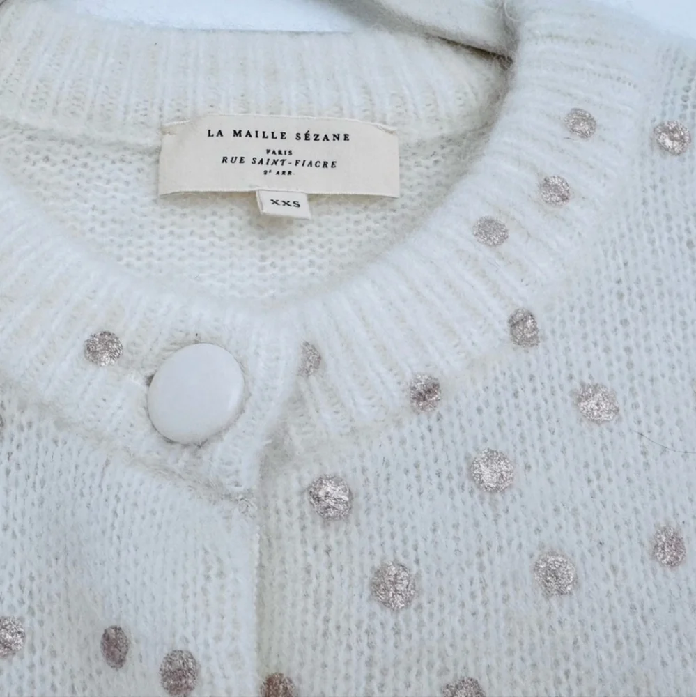 SÉZANE Talitha Kid Mohair Cardigan In Ecru  Champagne Dots NWOT XXS Runs Large - Picture 11 of 13